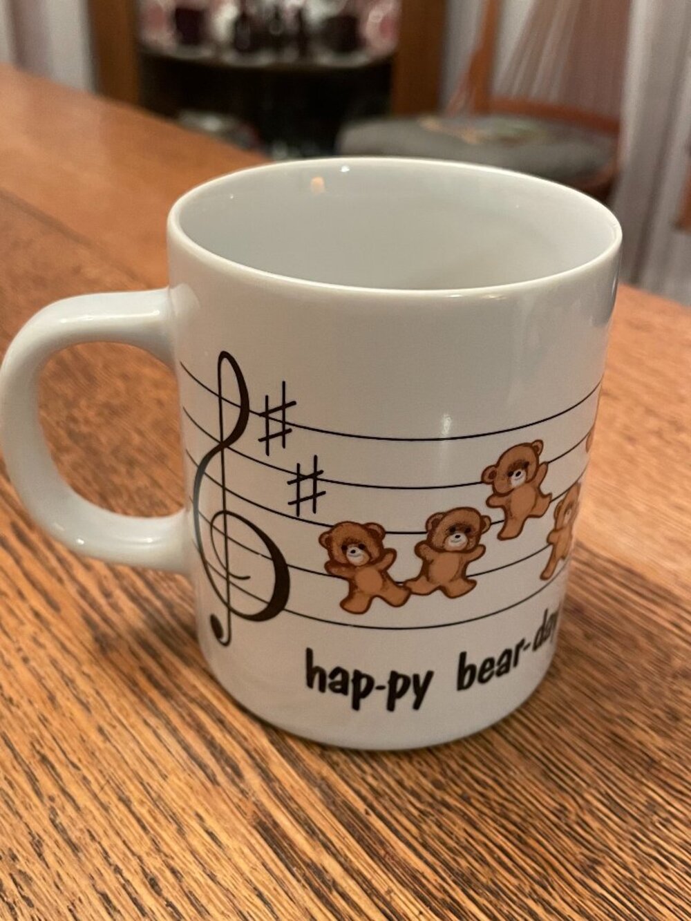 Hap-py Bear-Day To You Whimsical Humorous Teddy Bear Coffee Cup Mug 10 ounces